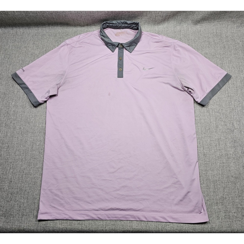 Nike Golf Polo Shirt Mens Extra Large Purple Gray Dri-FIT Performance Greystone